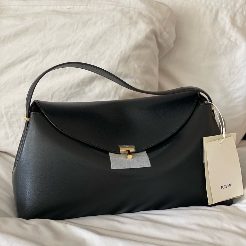 Toteme T Lock Flap Leather Clutch Bag